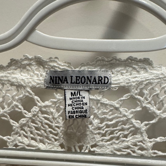🆕 Nina Leonard Bell Sleeve Open Front Crochet Cardigan. M/L. NWOT!!💥 - Picture 2 of 6